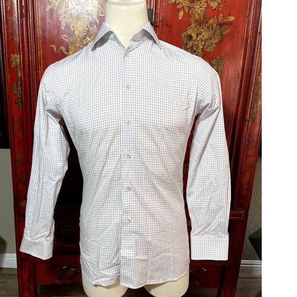 Eton Other - Eton Contemporary White Brown Blue Check Shirt - 15.5